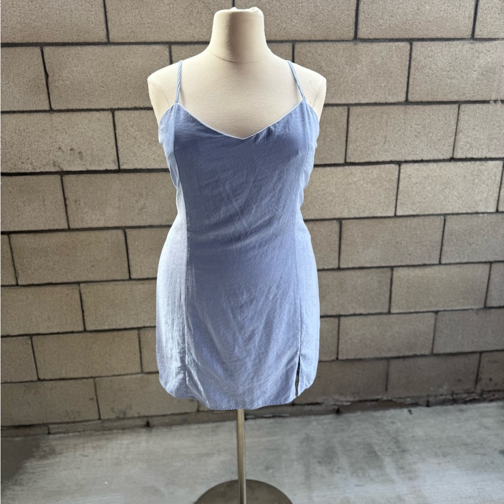 Women's Mini Blue Slit Dress